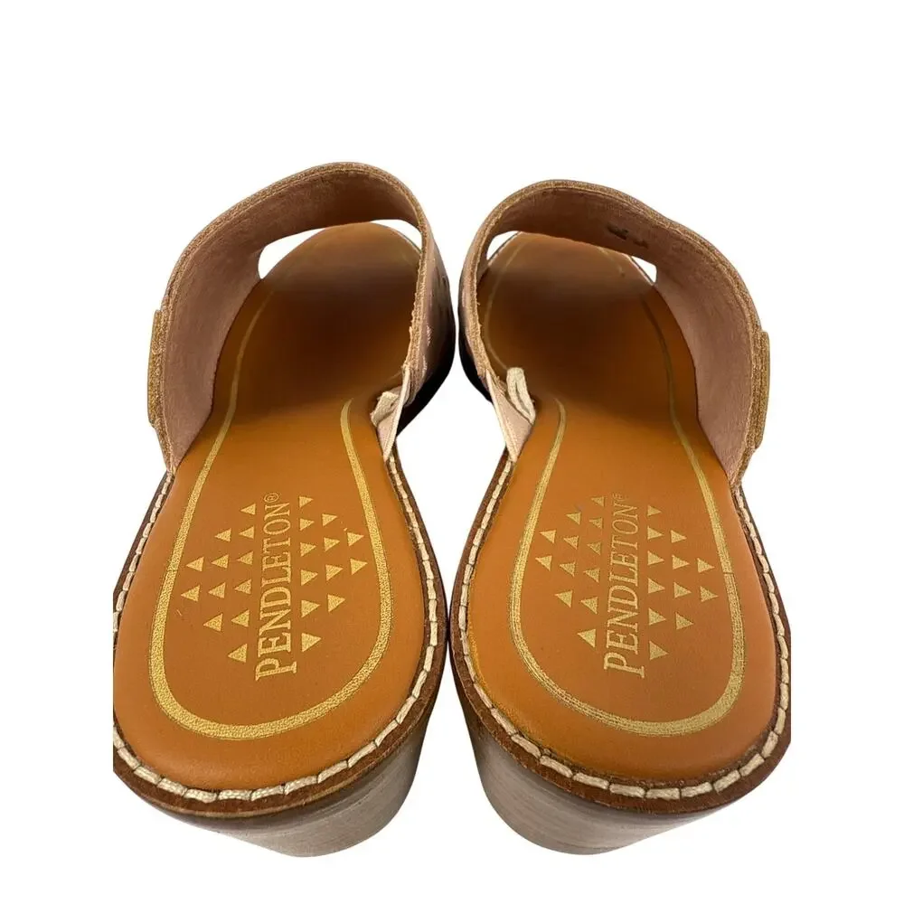 Pendleton Sandals Slip On Wedge Womens 8 Leather‎ Aztec Boho Southwestern